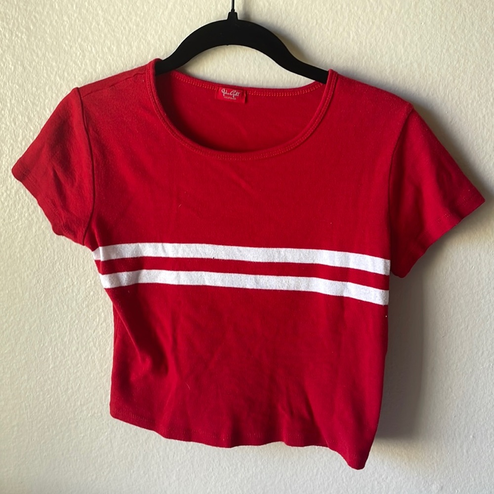 Red and white top